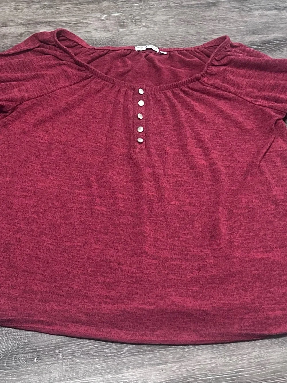 Notations Marled Red quarter Sleeve Henley Top - Picture 2 of 4